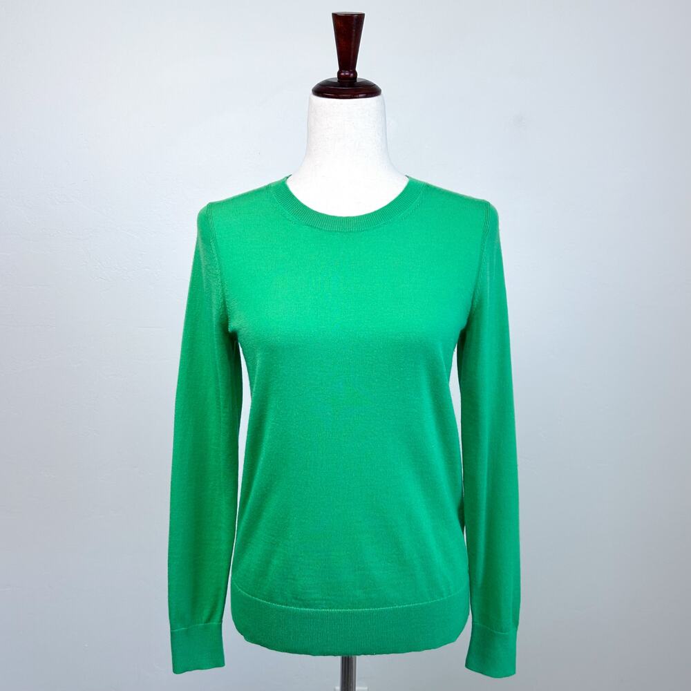Banana Republic Bright Green 100% Extra Fine Merino Crewneck Knit Sweater SMALL